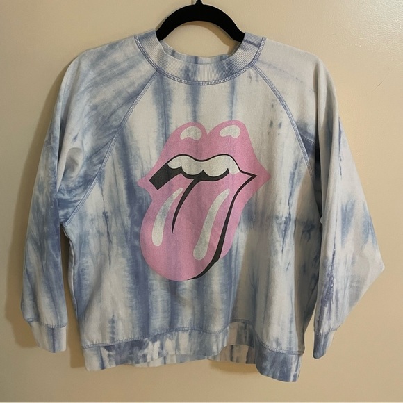 The Rolling Stones Tongue Boyfriend Graphic Tie Dyed Sweatshirt Size S Oversized - Picture 4 of 8